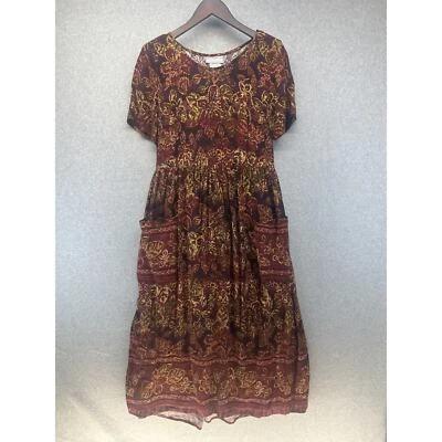 Vestido Molly Malloy Mujer Largo Sol Vestido Corbata Atrás Mangas Cortas Granate Talla 10 Foto 1 de 4