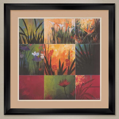 32W"x32H": TROPICAL NINE PATCH by DON LI-LEGER - DOUBLE MATTE, GLASS & FRAME — 第 1/4 张图片
