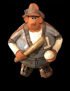 Vintage Sara Meadows Handcrafted American Pottery Clay Art Golf man Figurine '82 - Picture 1 of 10