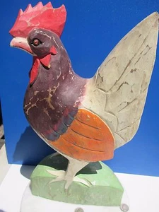 Vintage Solid Wood Carved Folk Art Rooster-life sized! Hand Painted!  - Picture 1 of 12