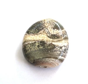 Handmade Lampwork Bead, 25x25x5 mm, Grey White Swirl Focal Bead, Artisan Handmad - Picture 1 of 3