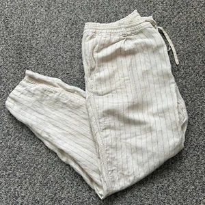Polo Ralph Lauren Pants Mens XXL Cream Linen Blend Tailored Slim Fit Pinstripe - Picture 1 of 9