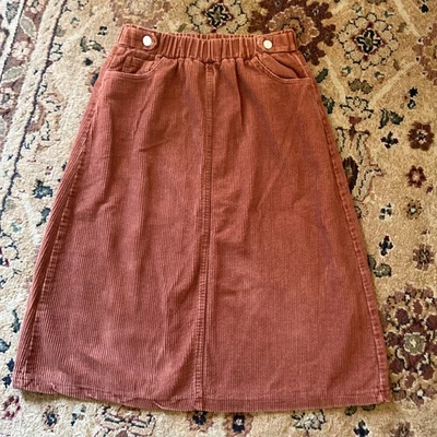 Falda de Pana VNT Para Mujer Talla S Marrón Canela Años 70 Ms Disco Bolsillos Elásticos Foto 1 de 4