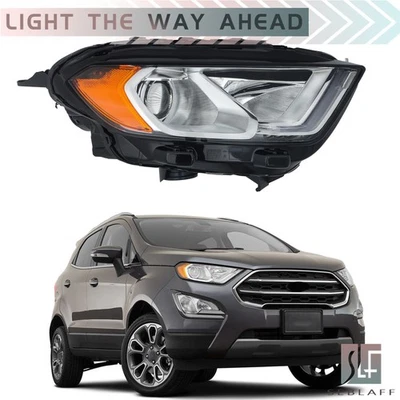 Nuevo conjunto de faros halógenos derechos cromados con LED DRL para Ford EcoSport 2018-2023 Foto 1 de 4