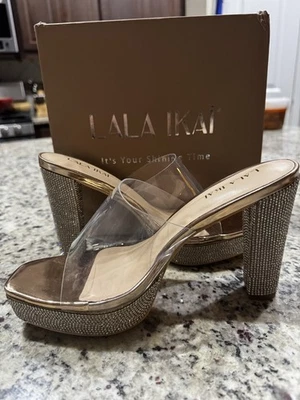 Tacones de plataforma de diamantes de imitación transparentes para mujer talla 39 (US 8,5/9) - Nuevos en caja Foto 1 de 2