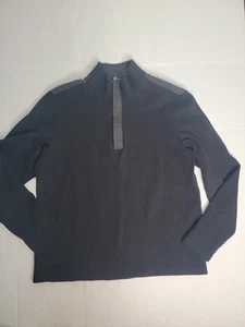Suéter Boss Hugo Boss Para Hombre Talla Grande Negro 1/4 Cremallera Ajuste Regular Acanalado - Imagen 1 de 11