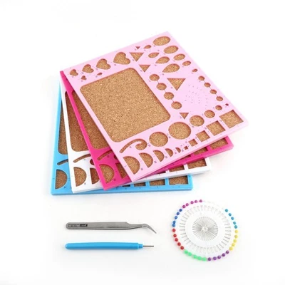 4pcs Paper DIY Set Quilling Tools Template Mould Board Tweezer Pins Slotted Fit - Image 1 of 3