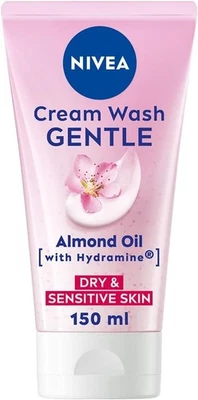 NIVEA Gentle Face Cream Wash 150ml Cleanser Almond Oil for Dry Sensitive Skin UK