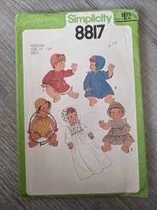 Simplicity Pattern 8817 Wardrobe For Baby Dolls Medium 15-16" Cut Complete - Picture 1 of 2