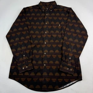 Vintage Woolrich Mens Medium Brown Southwestern Aztec Geometric Flannel Shirt - Picture 1 of 10