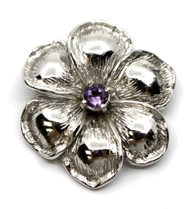 Sterling Silber Gänseblümchen Blume Amethyst Anhänger - Bild 1 von 5