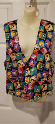 Vintage 1994 Looney Tunes Daffy Bugs Tweety Marvin Vest Mens S/M - Image 1 of 2