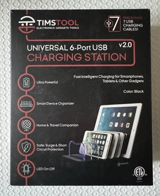 TIMSTOOL 6 USB Charging Station For Multiple Devices -No Buzz - LED indicatio... - Image 1 of 4