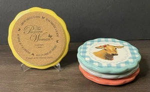 Pioneer Woman Gingham Coasters Set 4 Country Style Farmhouse - Picture 1 of 6