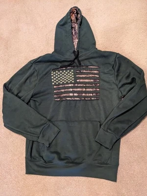 Mossy Oak Youth Medium Hoodie – Hunting Camo American Flag Pullover Sweatshirt - Image 1 of 3