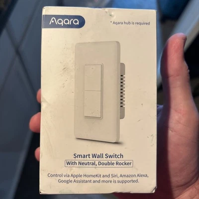 AQARA Smart Home Wall Switch With Neutral, Double Rocker - White NEW - Image 1 of 4