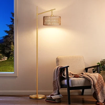 EDISHIN 63.7''Arched/arc Rattan Floor Lamp With Bulb And Remote Control 3,000K - Image 1 of 4
