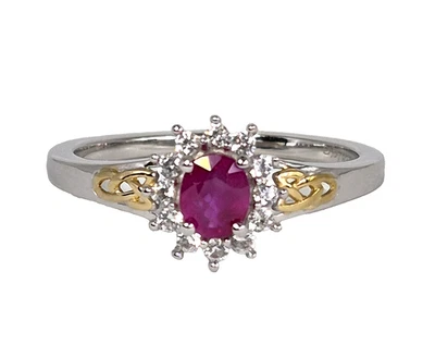 Anillo Rubelita y Circón Blanco Talla 8 Vermeil RG y Platino Sobre Plata de Ley Foto 1 de 4