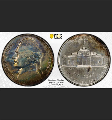 1942-P PCGS PR67+ Only SILVER Proof War 5c, $1000-CU 27K Minted Jefferson Nickel - Image 1 of 4