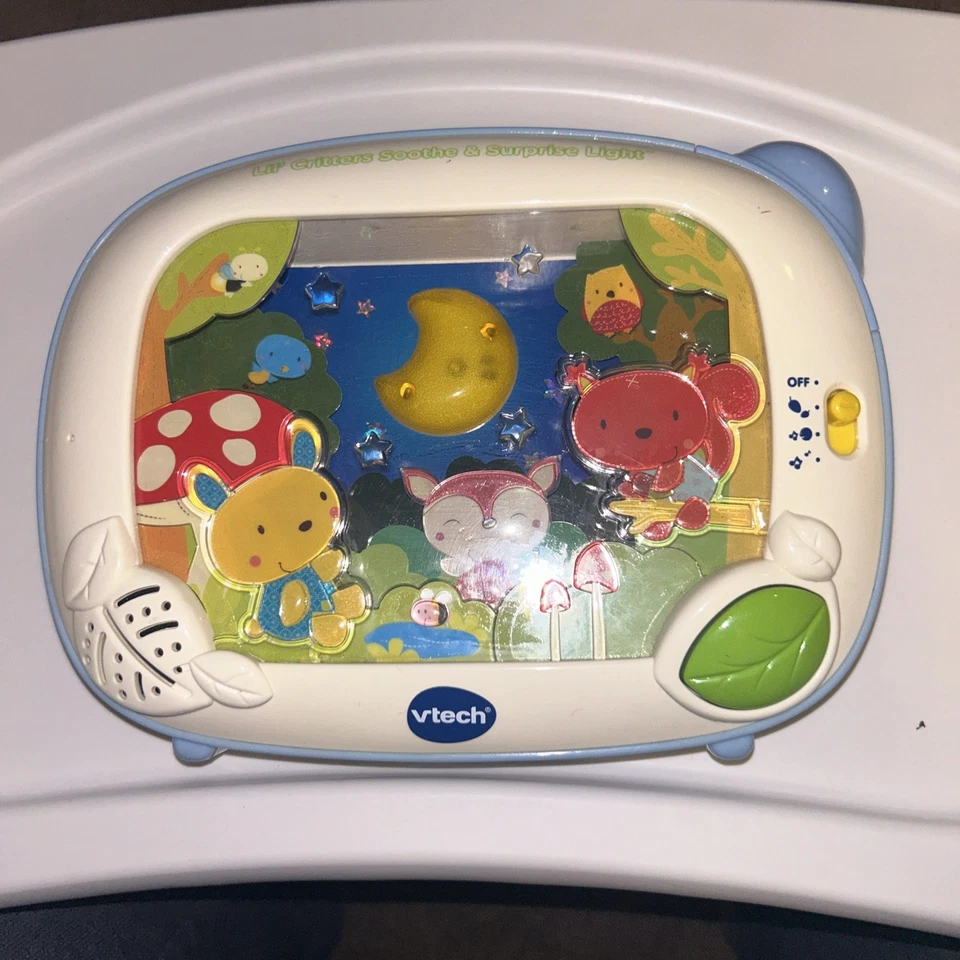 VTech Lil' Critters Calmar Luz Sorpresa Proyector Cuna Chupete Probado Sin Correas Foto 1 de 4