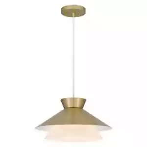 1-Light Gold Shaded Pendant Light with Faux Alabaster Glass Shade - Picture 1 of 1