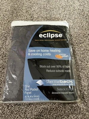 Eclipse 42x54 Rod Pocket Blackout Curtain Samara Crepe 1 Panel Pewter - Image 1 of 4