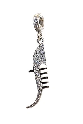 Ciondolo Pendant Ferro Di Gondola veneziana Argento Zirconi brillanti handmade - Immagine 1 di 4