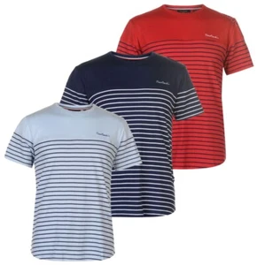 Pierre Cardin Mens Dropped Hem Striped Tee - Regular Fit, Crew Neck - !! SALE !! - Picture 1 of 10