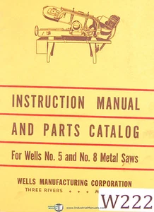 Wells No. 5 y 8, sierras de corte de metal, instrucciones y piezas manual 1957 - Imagen 1 de 2