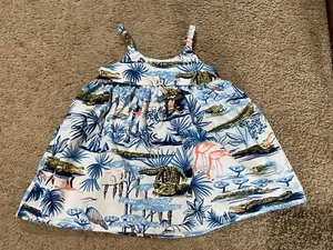Aloha Republic Girls Hawaiian Dress USA Size 1T 100% Cotton Flamingo Gators Bird - Picture 1 of 5