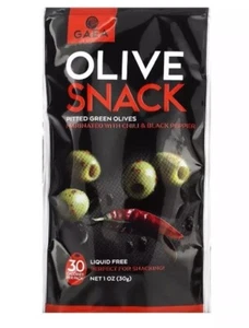 🫒 🌶️ Pitted Olive Snack Gaea, Greek 6 Pack Liquid Free 2.3 Oz. Chili 🌶️ - Picture 1 of 5