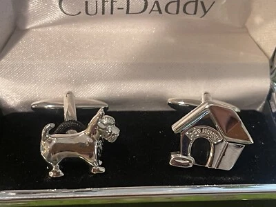 Cuff-Daddy Cufflinks Doghouse & Dog Silver Tone Unique for Bad Daddy in Gift Box - Image 1 of 4