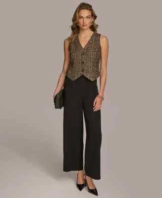 $199 Mono Donna Karan Para Mujer Tweed-Corpiño Pierna Ancha, Saúco, TALLA-16 Foto 1 de 4