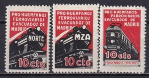 SCW Lokale Etiketten Madrid Edifil 81/83 PRO HUERFANOS FERROVIARIOS ZUG EISENBAHN - Bild 1 von 2