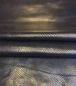 Blue Genuine Leather Hides Snakeskin Embossed Thin Crafter DIY Upholstery Fabric - Picture 1 of 9