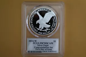 JUEGO DE FELICITACIÓN 2024 W PRUEBA SILVER EAGLE PCGS PR70 DCAM FDI Paul Balan - Imagen 1 de 4