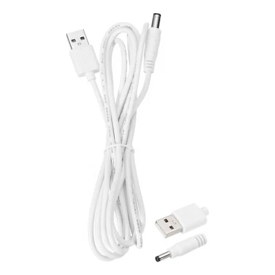 Cable de alimentación USB a CC 3A 5V Cable de alimentación de CC 5,5 mm x 2,5 mm Conector (6,6 pies, blanco) Foto 1 de 4