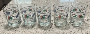 Lenox “Poppies on Blue” Set of 4 Old Fashioned Tumbler Glasses 4 1/4” 12 oz - Picture 1 of 8