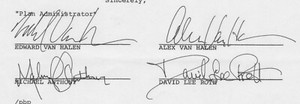 Legal Agreement Signed Eddie & Alex Van Halen David Lee Roth Michael Anthony 