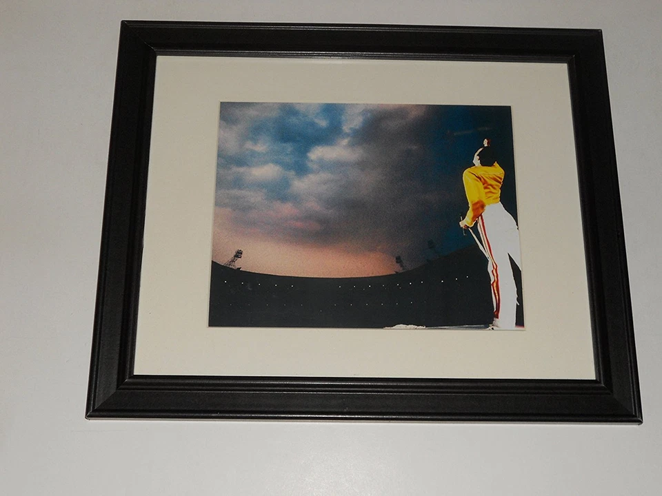 Framed Queen Color Freddie Mercury 1986 Wembley Stadium Color On Stage 14" x 17" - Image 1 of 1