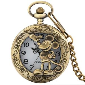 Mickey Mouse Character Themed Bronze Finish Pocket Watch