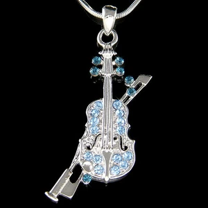 Azul Violín ~Hecho con Cristales Swarovski Violín Concert Música Musical Collar - Imagen 1 de 1