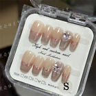 Coffin Short Handmade Press-On Nails Mirror French Cat's Eye Manicure 10PCS