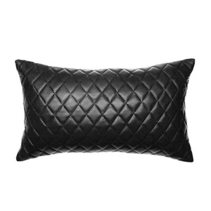Pillow Cushion Set Genuine Soft Lambskin Stylish Black Cover Leather Decor - Picture 1 of 3