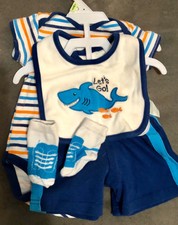 3-6 Month Baby Gear Summer Shark 4 piece set blue/orange
