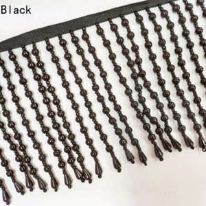 1 Yard Faux Pearl Beaded Fringe Tassel Ribbon Costume Upholstery Trim Sew Craft - Picture 1 of 15