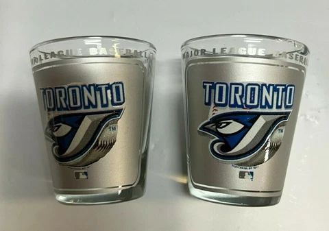 Toronto Blue Jays MLB HI-DEF Enhanced Etched 2oz Shot Glass Set of 2 Cover