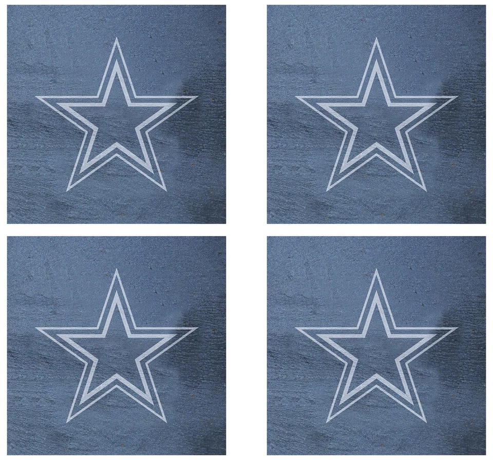 Juego de montaña rusa cuadrada de pizarra de los Dallas Cowboys, paquete de 4 Foto 1 de 1