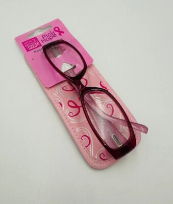 Foster Grant Lesebrille - Brustkrebsbewusstsein - rosa Wirbeltasche