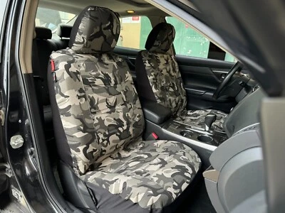 For Dodge Ram 4500 5500 2008-2016 Car Seat Covers Front Gray Camo Canvas 2PCS — 第 1/4 张图片